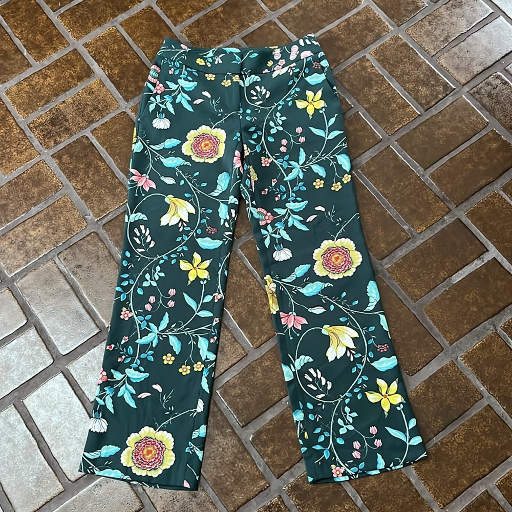 LOFT Green Multicolor Floral Print Trouser Pant - Picture 2 of 13